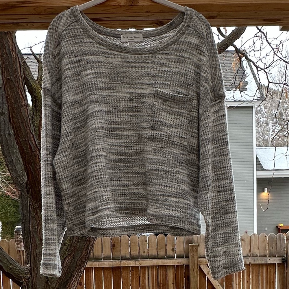 Michael Stars Cropped Lightweight Oversized Sweater Medium